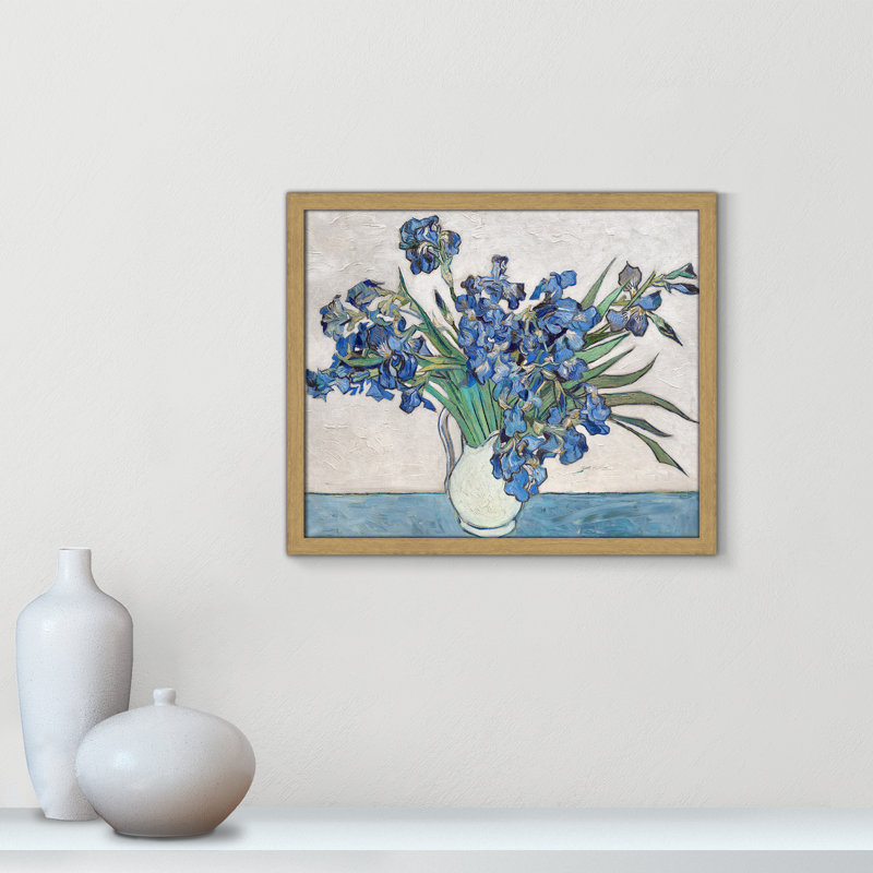 Imprimé iris bleu par Vincent Van Gogh, Cadre naturel mince, Pas de tapis, H 19 po x l 16 po