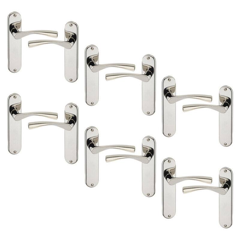 Door Handle, Polished Nickel Plain