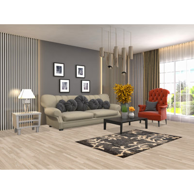 Abstract Black Oriental Area Rug 3x5