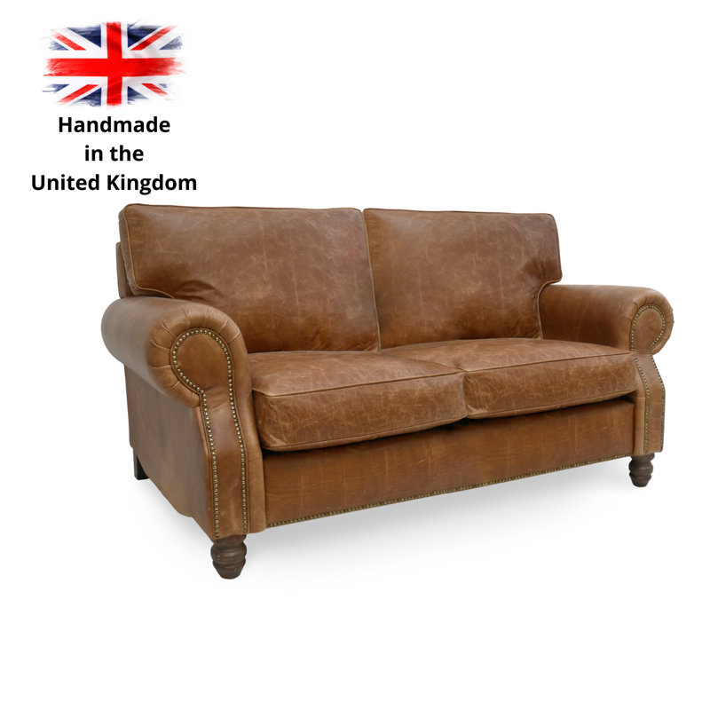 Dumisani 3 Seater Full Grain Leather Sofa, Tan Genuine Leather