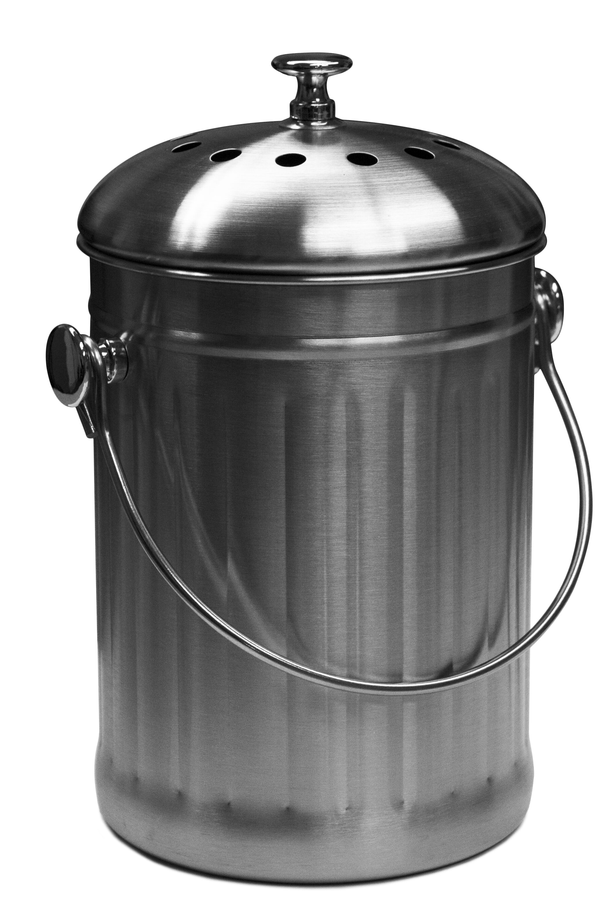 RSVP International Endurance (PAIL) Stainless Steel Compost Pail with  Charcoal Filters, 1 Gallon | Keep Food Scraps & Organic Waste for Soil | 2