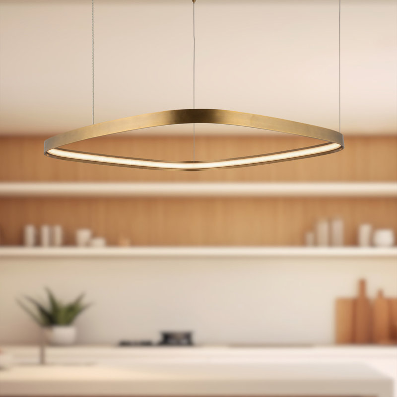 Yukon 1 - Light LED Pendant, 1.5" H x 31.5" W x 31.5" D, Vintage Brass