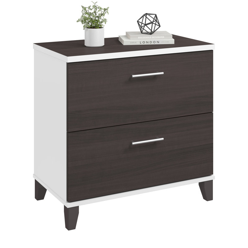 2 Drawer Lateral File Cabinet in White and Storm Gray, Storm Gray/White