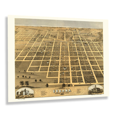 1869 Urbana Champaign County Illinois Map Poster Wall Art  on
