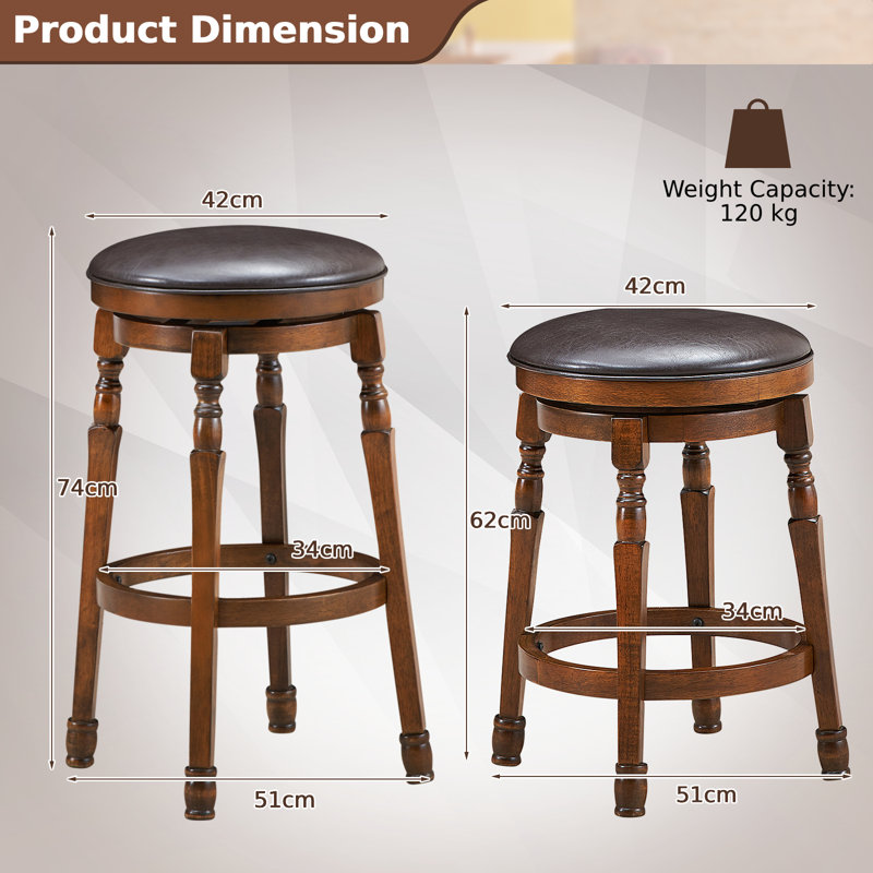 Tomasi Yes Bar Stool with Solid Wood Frame, Counter Stool (24” Seat Height)