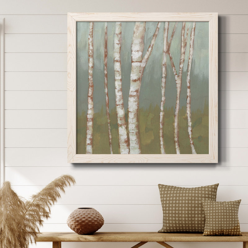 " Simple Birchline II " Painting Print, 17" H x 17" W x 1" D, White  Framed