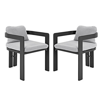 Ensemble de 2 chaises de patio d'extérieur en aluminium