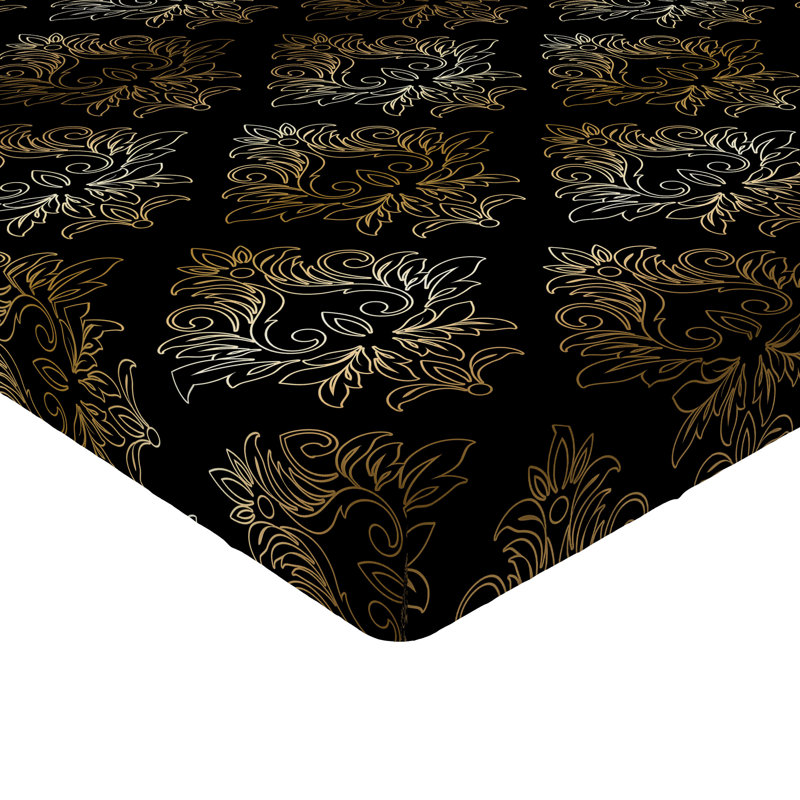 Ambesonne Nature Fitted Sheet Leaves Botanical Style Art, Twin Fitted Sheet, Charcoal Gray/Amber Abstract