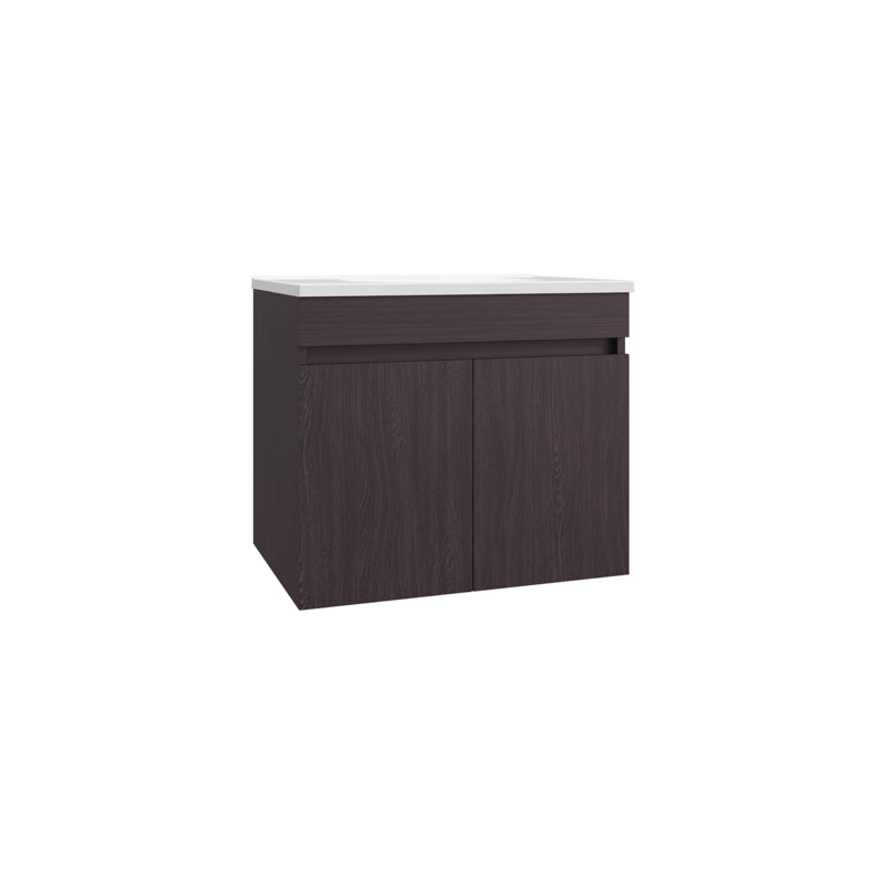 Meuble-lavabo, 2 portes, 2 tablettes, Noir