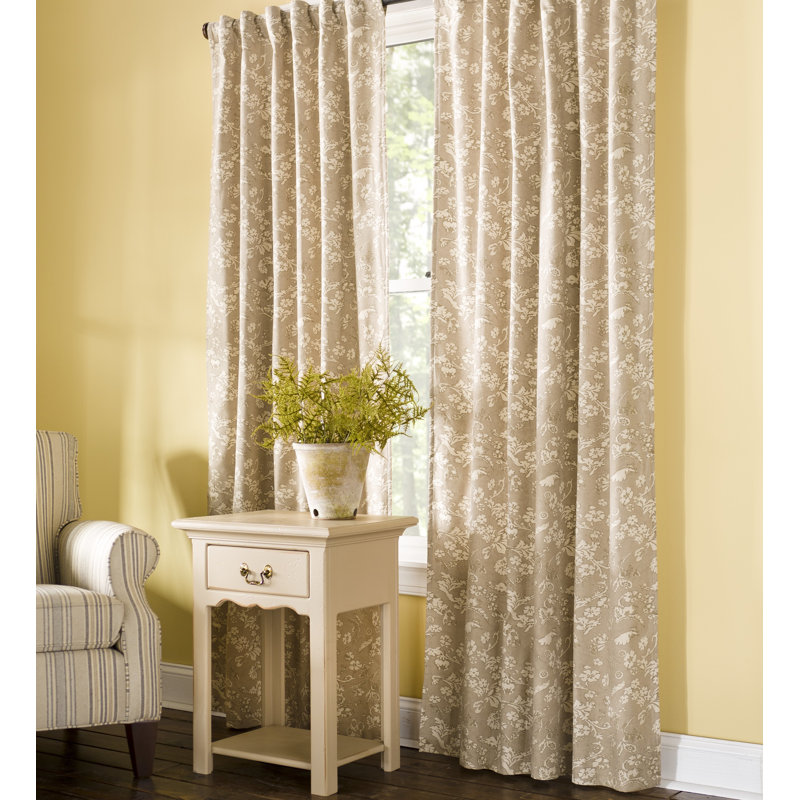 Floral Room Darkening Rod Pocket Single Curtain Panel, Blue, 42" W x 84" L