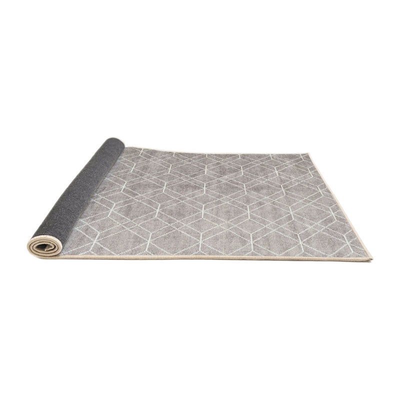 Tapis contemporain gris / blanc, Rond 3 pi