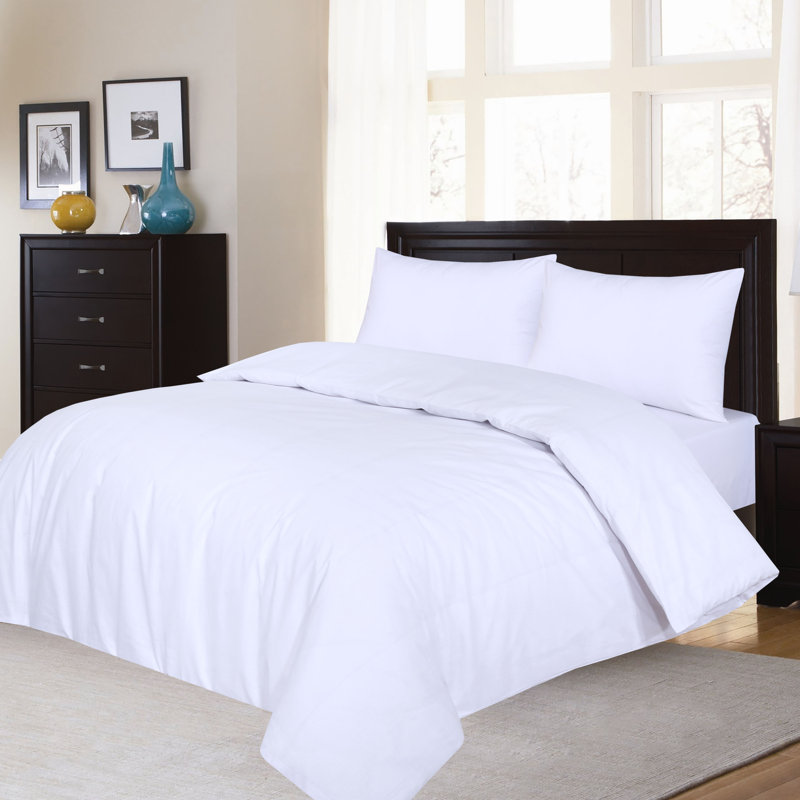 Aubrei Solid Colour Duvet Cover Set with Pillowcases, Single - 1 Standard Pillowcase, White