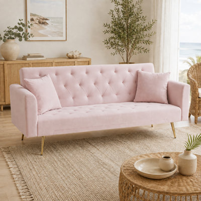 Thomias 71.01'' Velvet Convertible Sofa