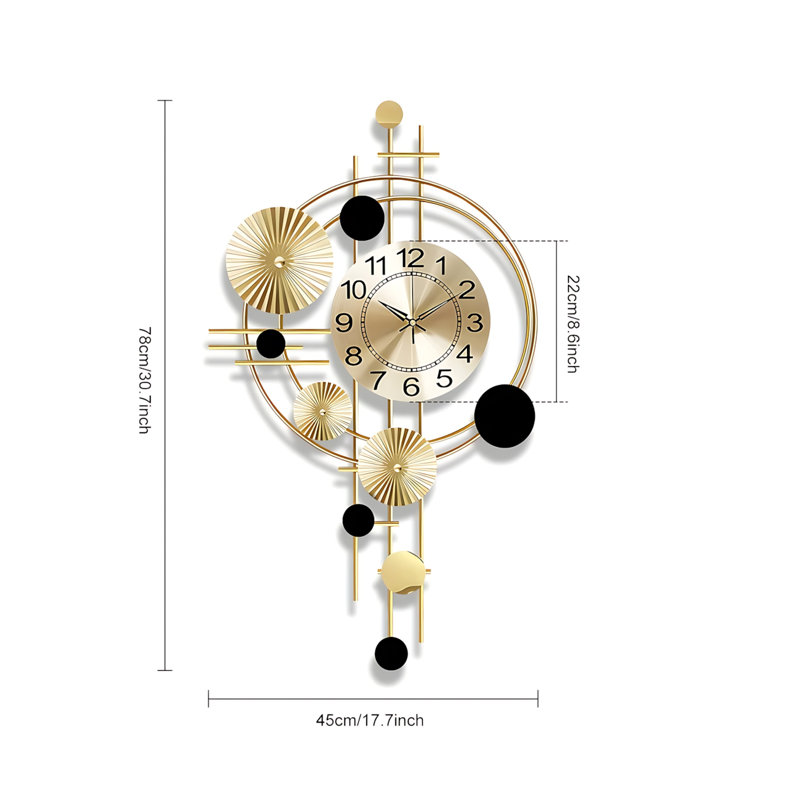 Modern Metal Golden Wall Art Clock, 31 * 18 Inch Led Decorative Wall Clocks, Silent No-ticking Large Wall Clockn, Crown Flat Design, For Living Room Bedroom Kitchen Cloakroom Decor Gifts