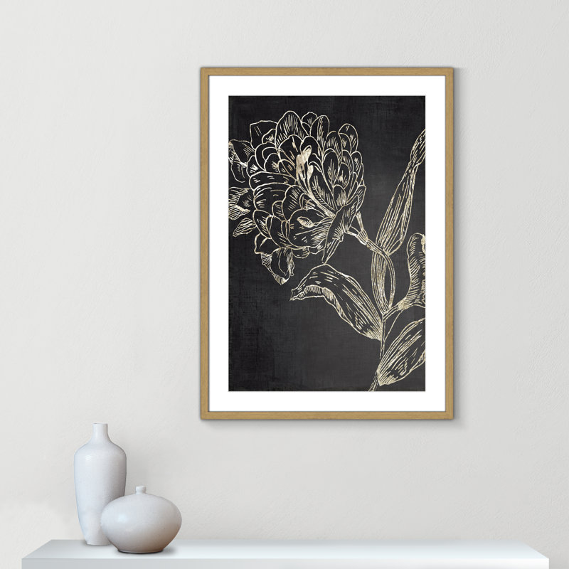 Clarendon Golden Flower Folklore II by Asia Jensen - Picture Frame Graphic Art, 35.5" H x 25.5" W, Natural Wood Grain