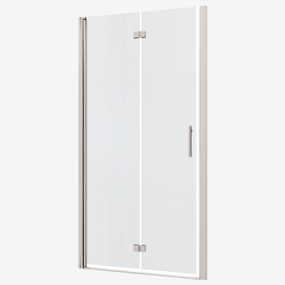 Porte de douche pivotante universelle avec réglage de 1 3/8 po. Verre trempé 1/4 po 3672. Barre murale, poignée en acier inoxydable no 304. 36 000 fois ouvert et fermé évalué. Système lisse, fuite adéquate.