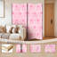 Cloison pliante à 4 panneaux avec paravent en toile rose pastel et séparateur mural de protection autoportant-1947036730-1947036676