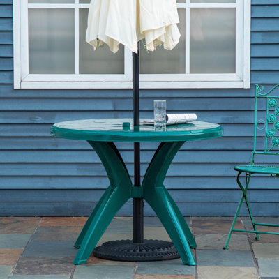 Dia Round Patio Table With Umbrella Hole, Outdoor Bistro Dining Table