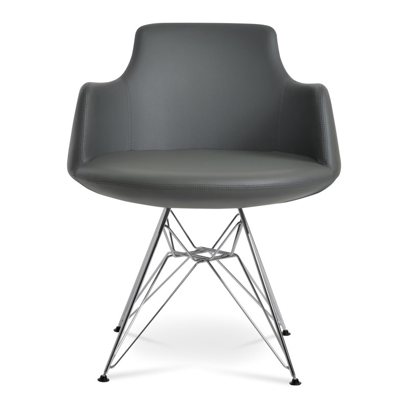 Fauteuil en faux cuir de 25 po de large Dervish, Rouge, Gris