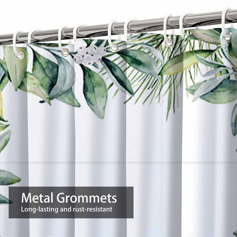 Branche de plante aquarelle blanche avec 12 crochets, L 72 po x l 84 po