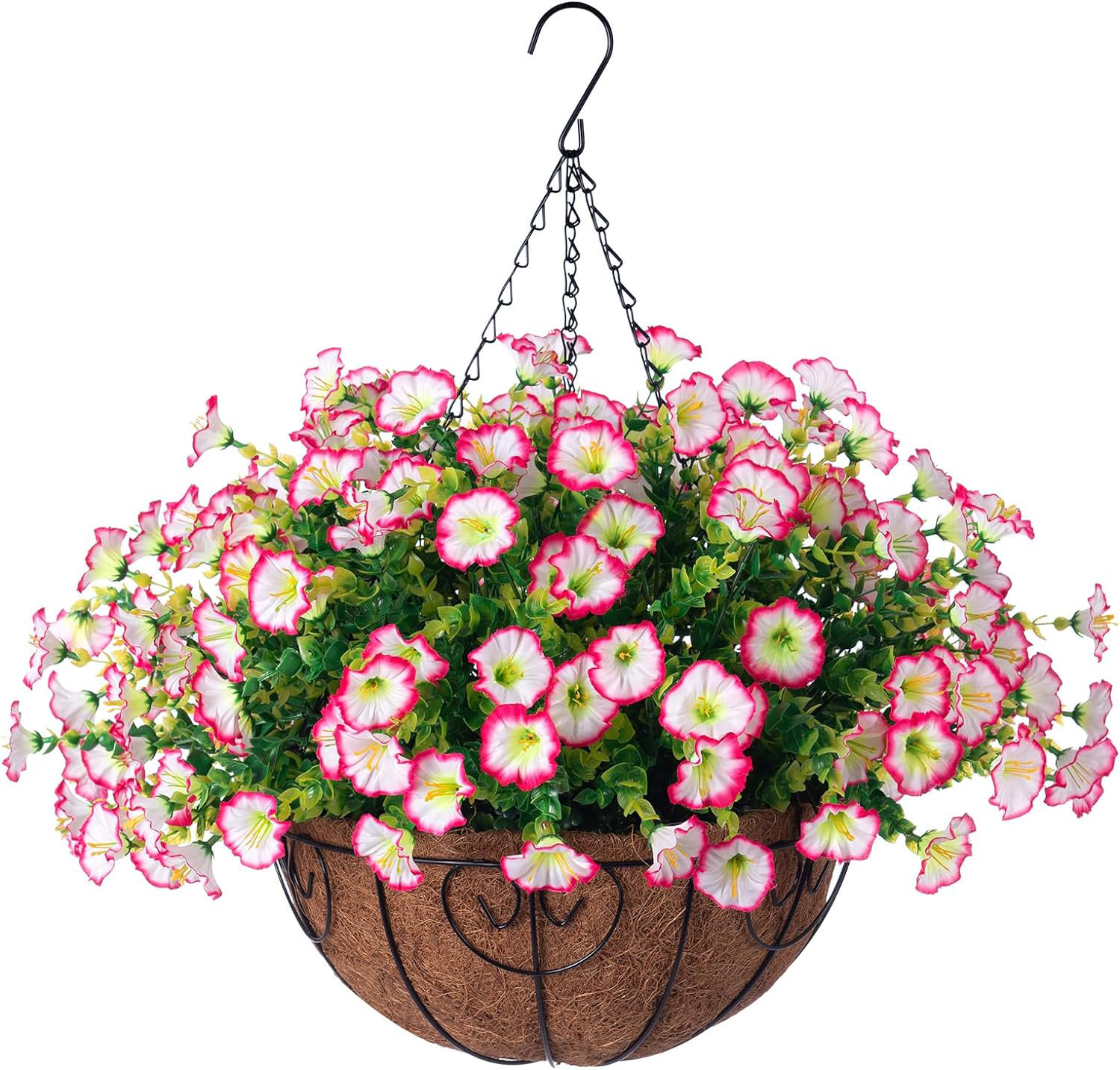 Primrue Silk Fir Hanging Basket Arrangement in Basket | Wayfair