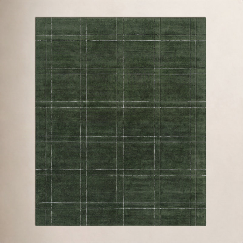 Tapis vert touffeté à la main Kinnell, Rectangle 9 pi x 12 pi
