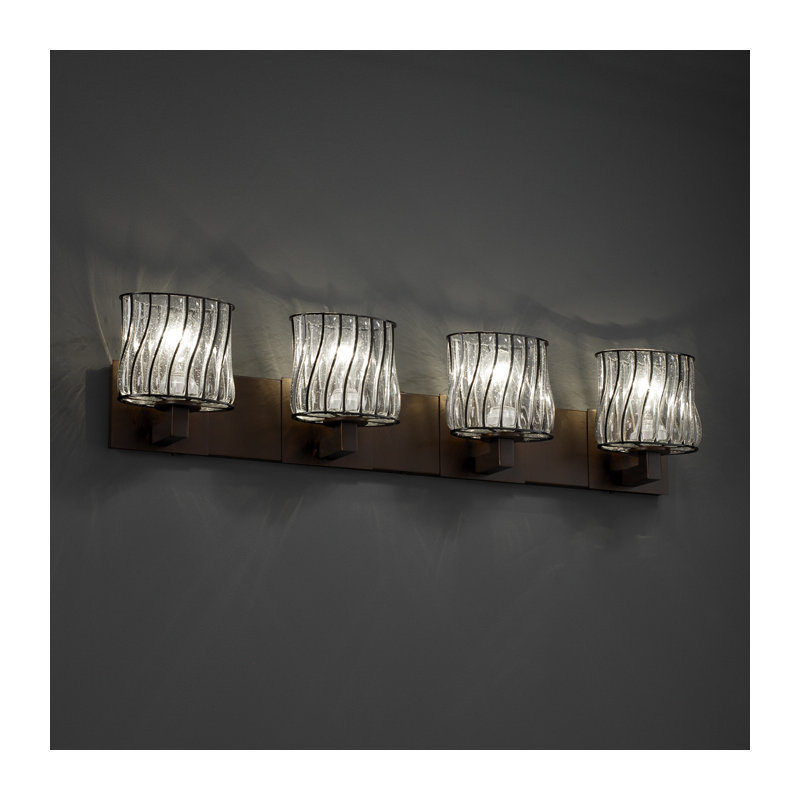 Eldersburg 4 - Light Vanity Light, Dark Bronze, Swirl with Clear Bubbles, Oval