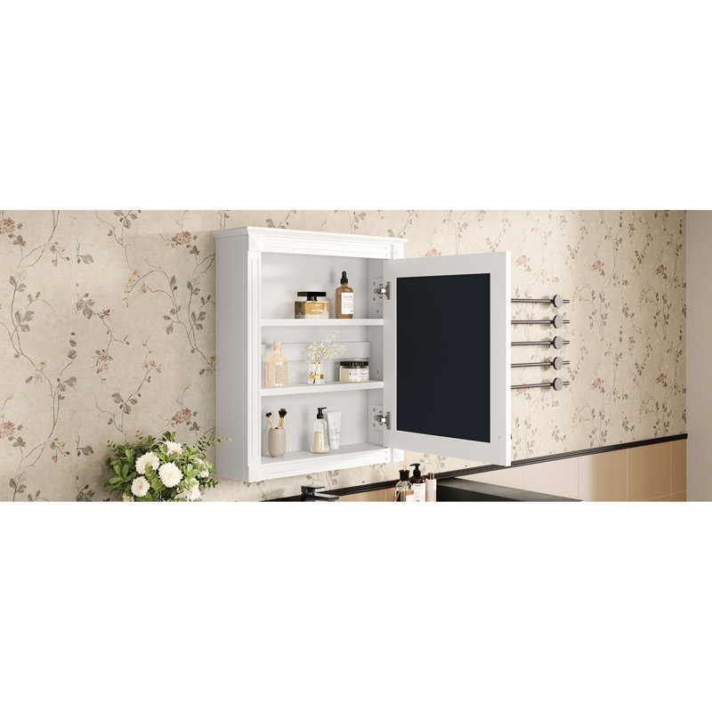 Armoire de salle de bain 24 po x 27 po avec miroir, rangement moderne 27 po, Blanc