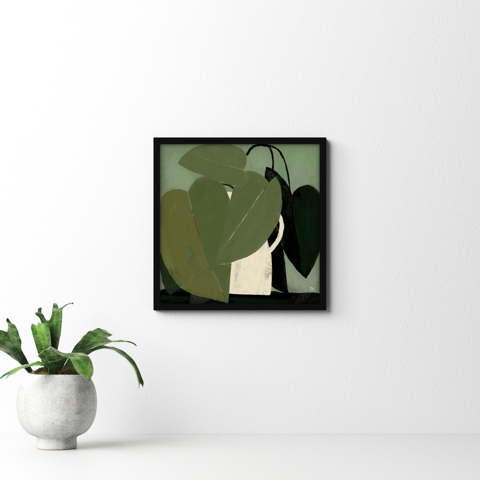 Green On Green by StudioM, Black, 16" H x 16" W x 1.25" D