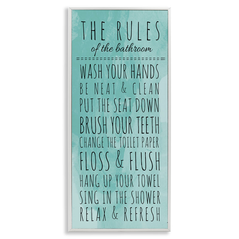 «Bathroom The Rules» par Anna Quach - reproduction d'art textuel sur toile, H 30 po x l 13 po
