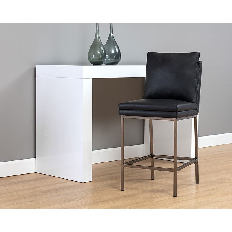 Tabouret de comptoir - crème Bravo, Tabouret de comptoir (assise de 26 po de hauteur), Similicuir noir