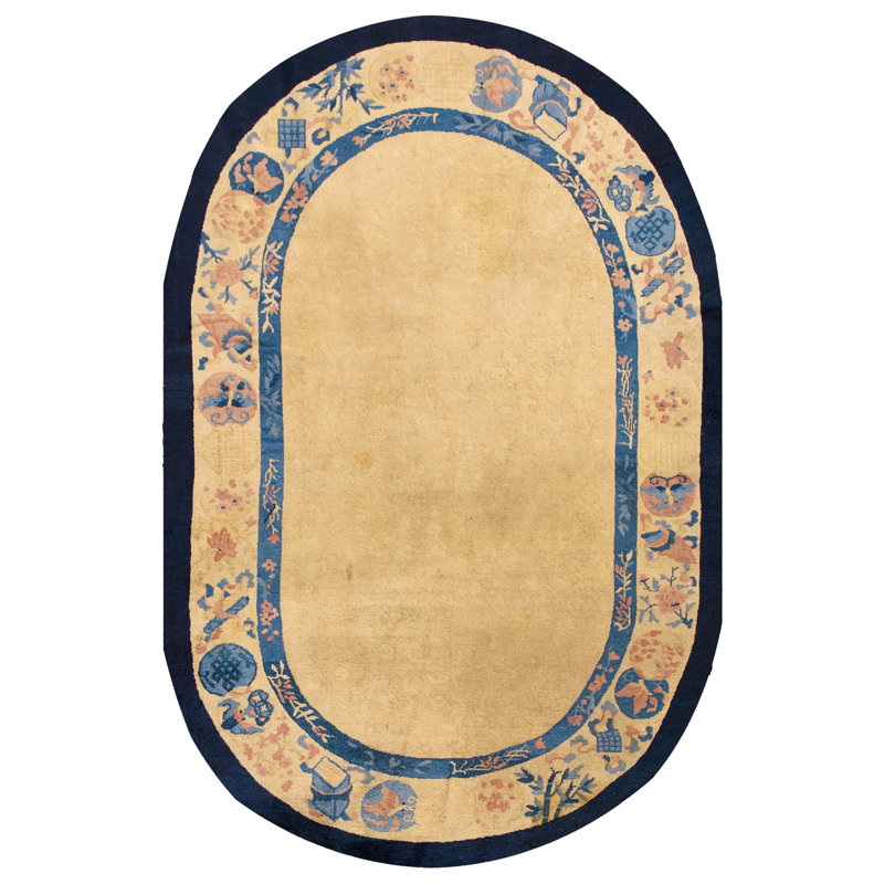 Antique Peking Chinese Allover Yellow 1900s Rug