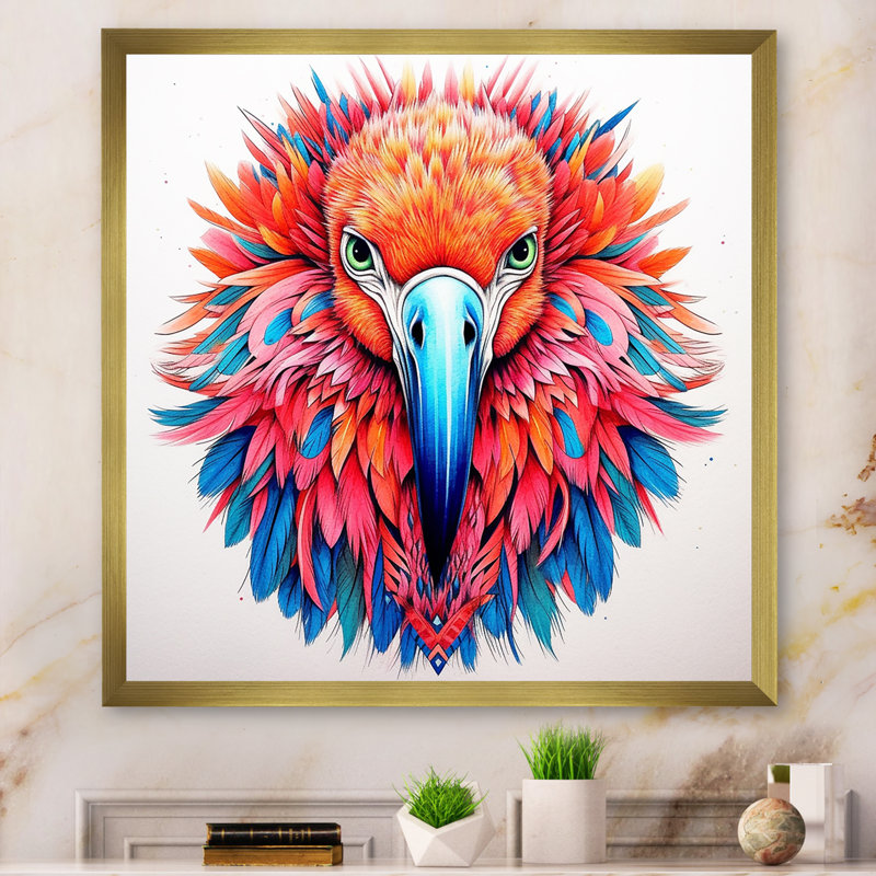 «Tropical Flamingo Grace II», reproduction d'art sur toile, H 30 po x l 30 po x P 1 po, Cadre doré à une seule photo