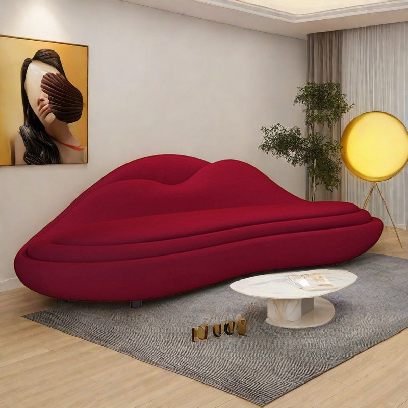 Canapé courbé clair et luxueux moderne, Rouge