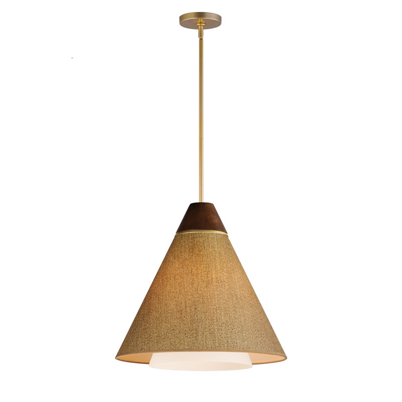 Luminaire suspendu simple en laiton vieilli naturel à 1 lumière Cayra