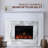  53-In. Electric Fireplace Mantel with Marble in White and Deep Log Insert with 5 Multicolor Flames