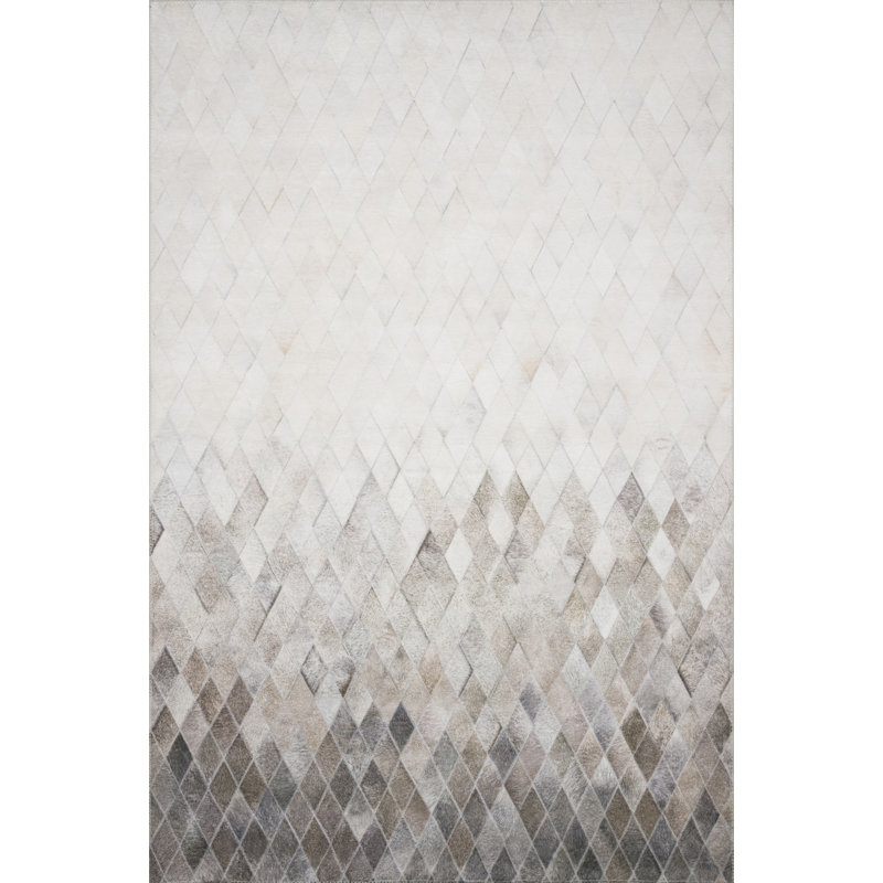 Tapis gris à motif géométrique Rogers, Rectangle 2 pi 3 po x 3 pi 9 po