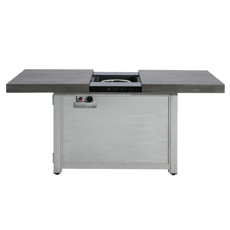 Extendable Rectangle Aluminum Alloy Fire Pit Table, 50,000BTU