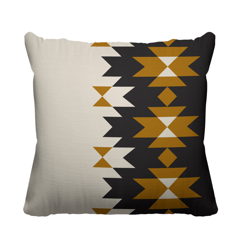 Coussin décoratif intérieur / extérieur Shako Southwestern, Jaune, L 17 po x H 17 po