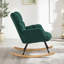 Chaise berçante ergonomique en tissu capitonné avec cadre en métal robuste pour le salon, vert-134645964
