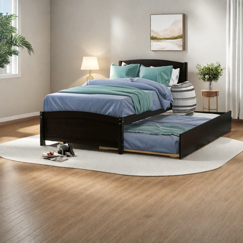 Lits simples peu encombrants avec lit gigogne en bois massif, design espresso moderne
