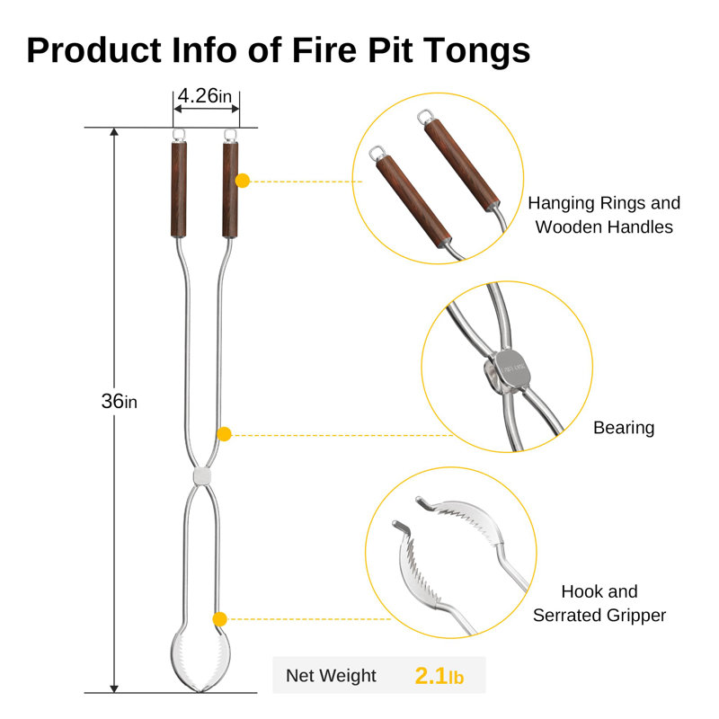 EAST OAK Fire Pit Tool Set & Fireproof Gloves