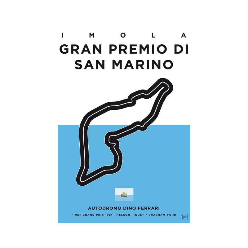 F1 Imola Track Minimal Poster by Chungkong - Wrapped Canvas Print, 30.48cm H x 20.32cm W