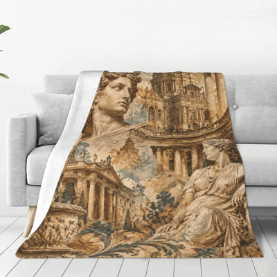 Couverture en flanelle avec motif de statue classique, 101,6 x 127 cm