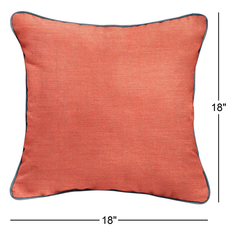 Housse et insert de coussin carré extérieur Jaclyn, Bleu / corail, 18 po x 18 po