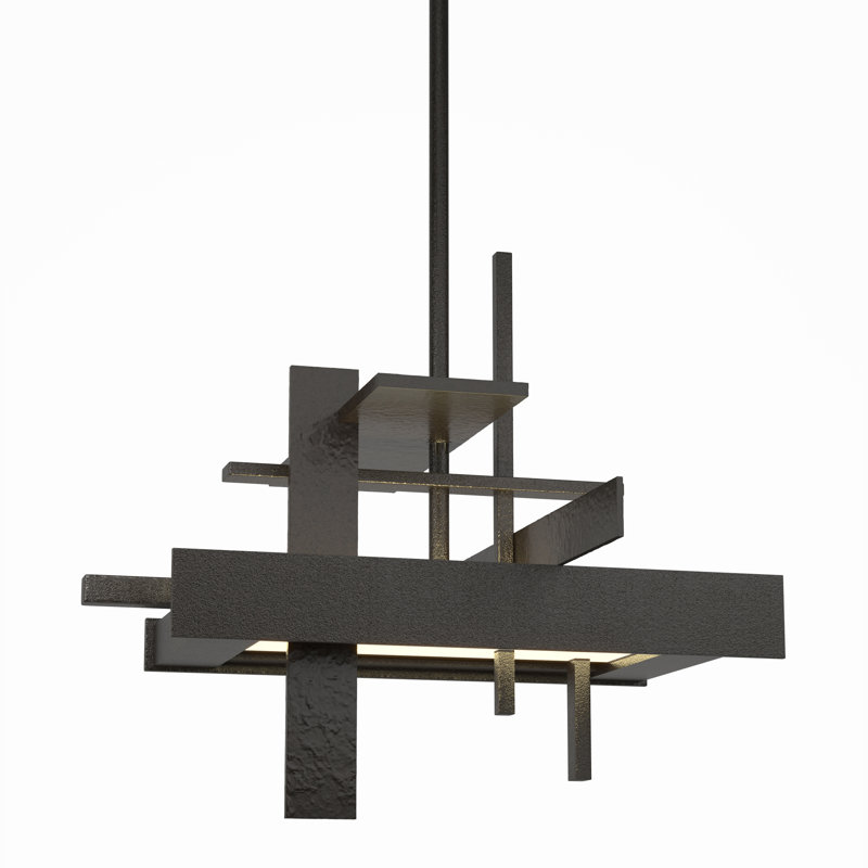Planar 8.4" H 1 - Light Kitchen Island Geometric LED Pendant, Multi: 13.4" to 58.4", Oil Rubbed Bronze, None