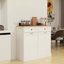 Two Drawers and Two-Compartment Tilt-Out Trash Cabinet Kitchen Trash Cabinet-White-1307775467