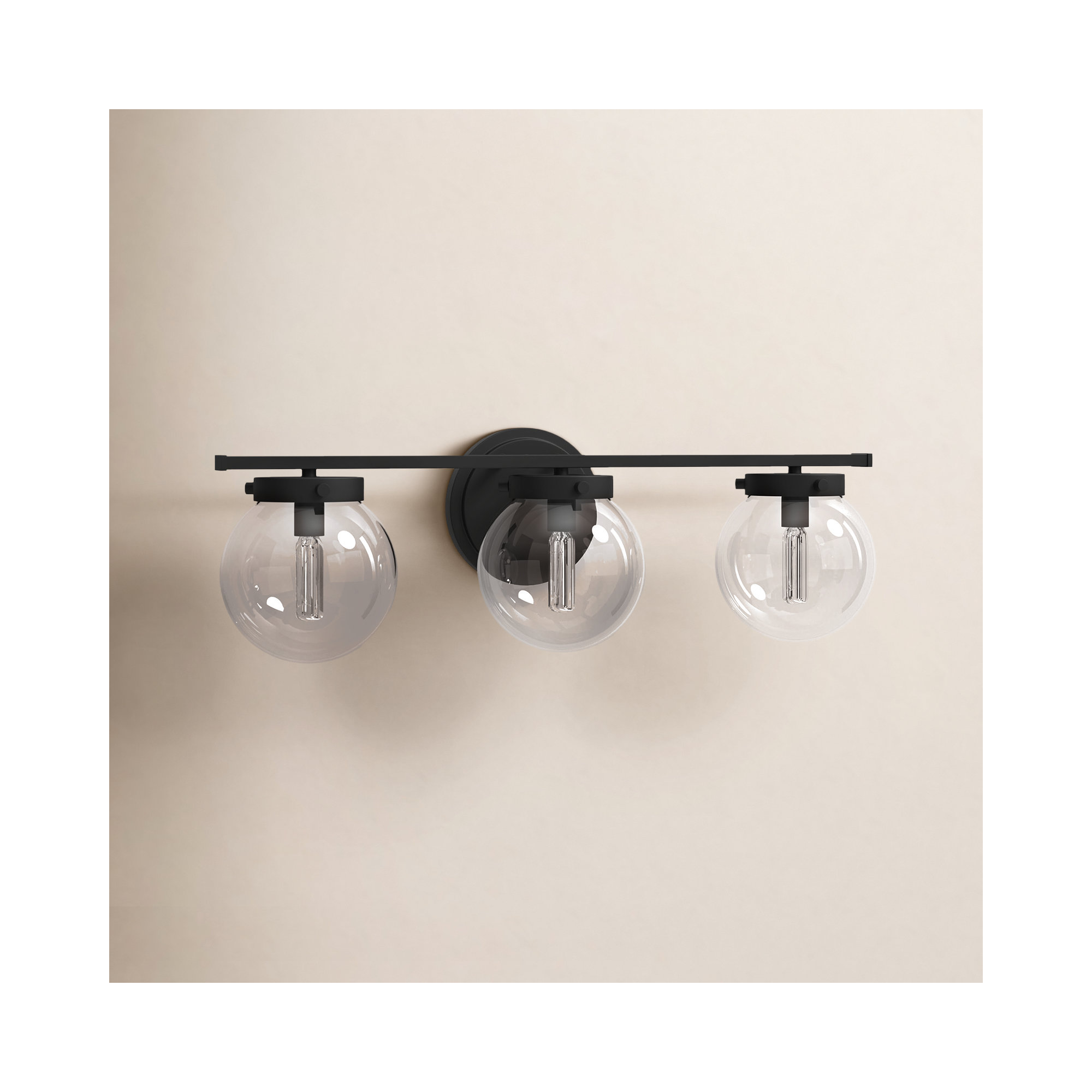 Finian 3 Light Dimmable Vanity Light, Clear, Matte Black