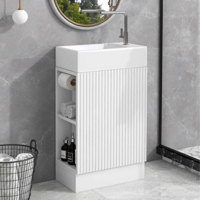 Meuble-lavabo 18,6 po avec lavabo, armoire avec tablette à deux niveaux, orienté vers la gauche ou vers la droite