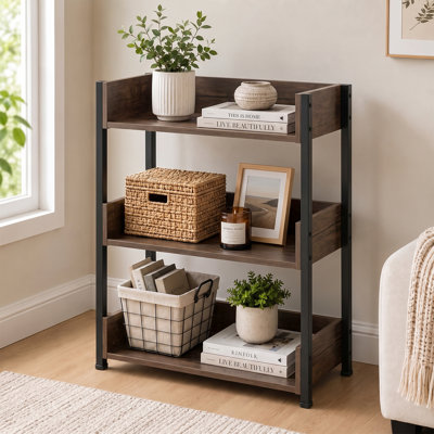 Chrystin 30“ H x 23” W Iron Etagere Bookcase 3 Shelf Open Shelf Storage Bookcase